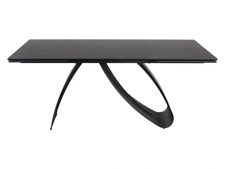 Стол обеденный SIGNAL DIUNA Ceramic Sahara Noir черный мрамор/черный мат 160-240/90