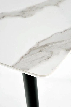 Стол обеденный HALMAR MARCO белый мрамор/черный 120/70