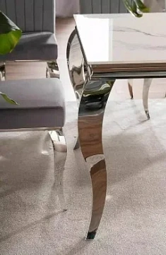 Стол обеденный SIGNAL PRINCE Ceramic Calacatta белый/хром 180/90