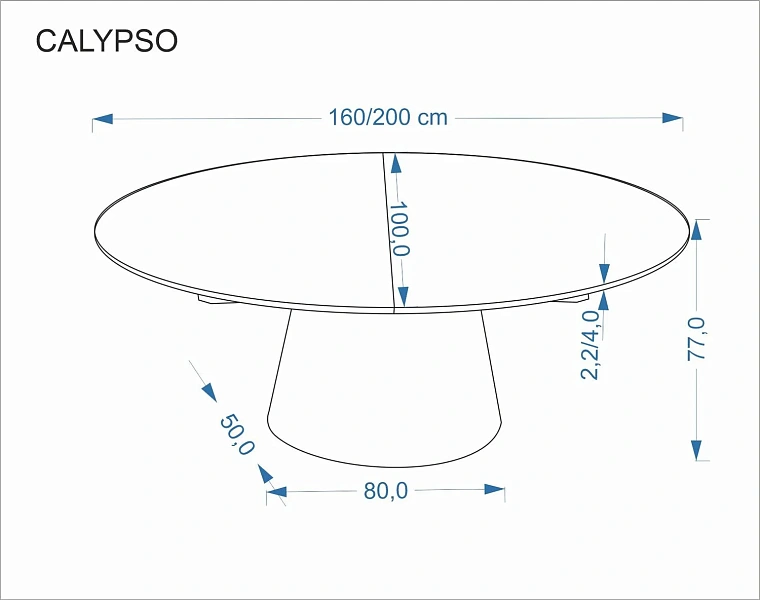 Стол обеденный HALMAR CALYPSO натуральный 160-200/100