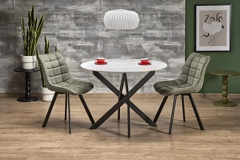 Стол обеденный HALMAR EDGAR 2 белый мрамор/черный 100