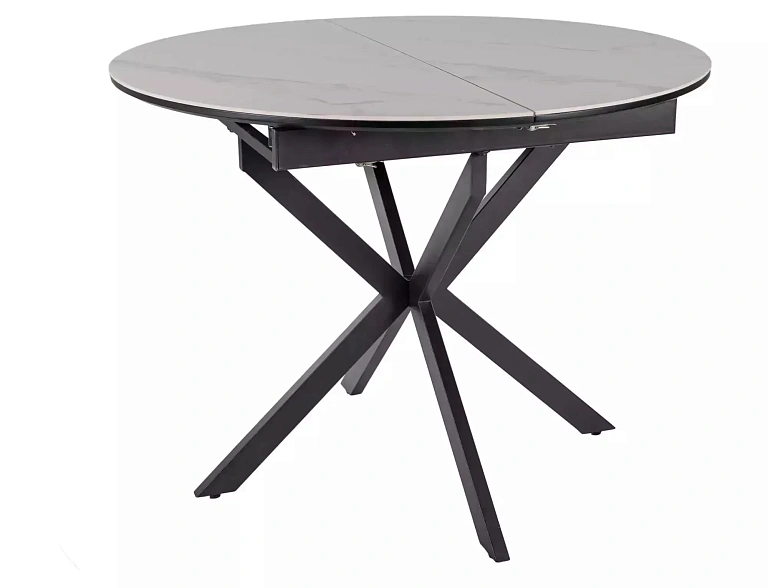 Стол обеденный SIGNAL GASTON Ceramic белый/черный 100-135/100