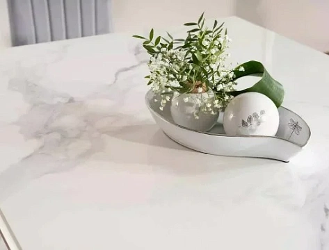 Стол обеденный SIGNAL PRINCE Ceramic Calacatta белый/хром 180/90