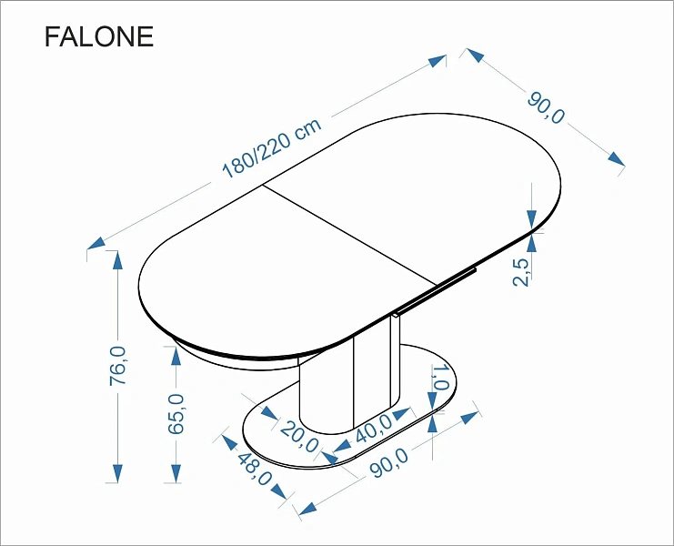 Стол обеденный HALMAR FALONE светлый травертин/кашемир 180-220/90