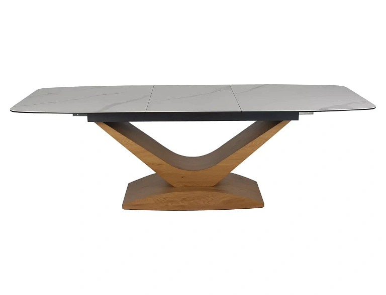 Стол обеденный SIGNAL DOLCE Ceramic Statuario Venato белый/дуб 180-240/95