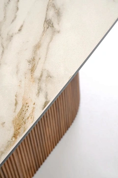 Стол обеденный HALMAR FLAVOR белый мрамор/орех 200-300/100